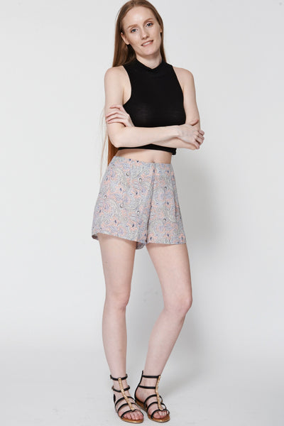 Sheer Paisley Print Shorts