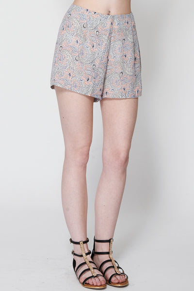 Sheer Paisley Print Shorts