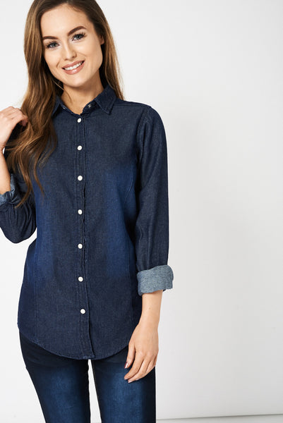 Casual Navy Denim Shirt Ex-Branded