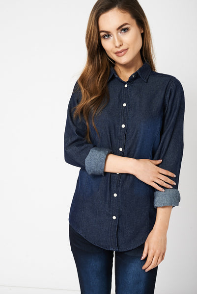 Casual Navy Denim Shirt Ex-Branded