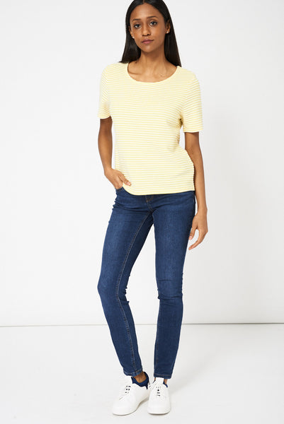 Yellow And White Striped Top Ex-Branded Available in Plus Sizes