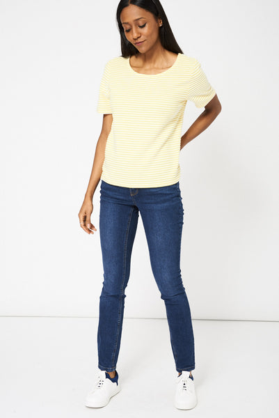 Yellow And White Striped Top Ex-Branded Available in Plus Sizes