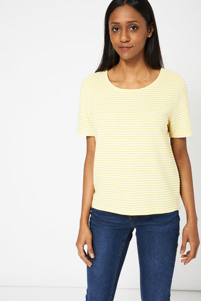 Yellow And White Striped Top Ex-Branded Available in Plus Sizes