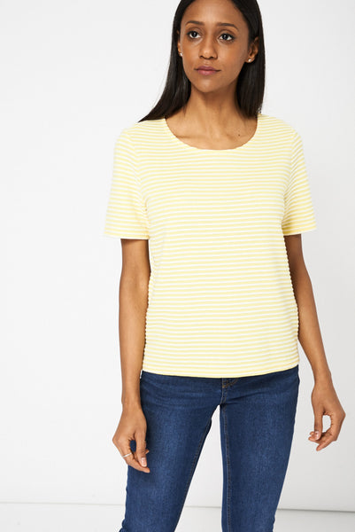 Yellow And White Striped Top Ex-Branded Available in Plus Sizes