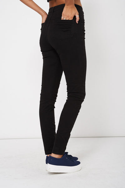 Black Skinny Jeans With Button Detail