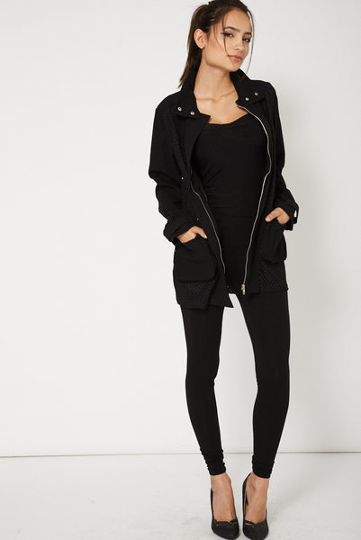 Cut Out Design Concealed Zip Jacket