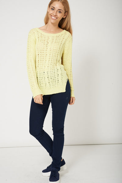 Jewel Neck Style Yellow Jumper Ex-Branded