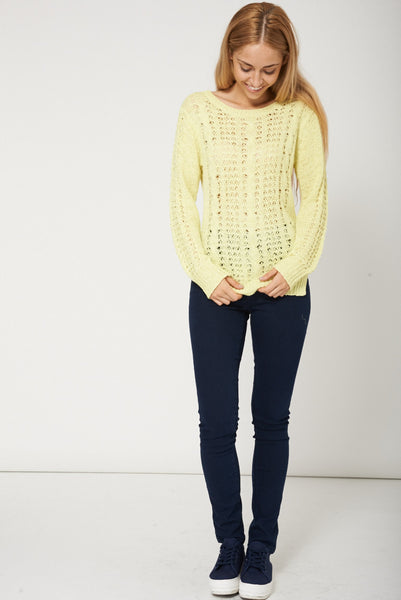 Jewel Neck Style Yellow Jumper Ex-Branded