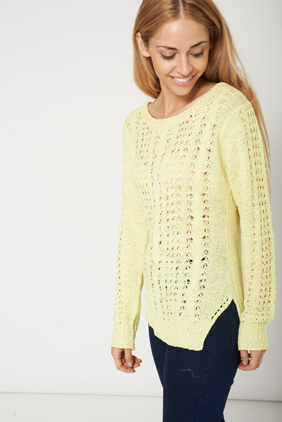 Jewel Neck Style Yellow Jumper Ex-Branded