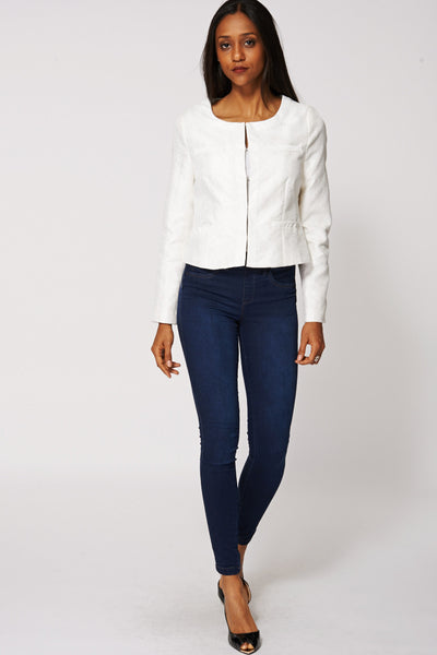 Pale Cream Abstract Print Jacket