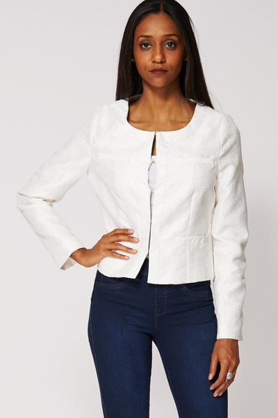 Pale Cream Abstract Print Jacket