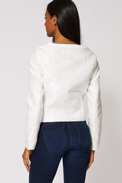 Pale Cream Abstract Print Jacket