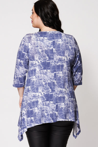 Denim Print 3/4 Sleeve Top