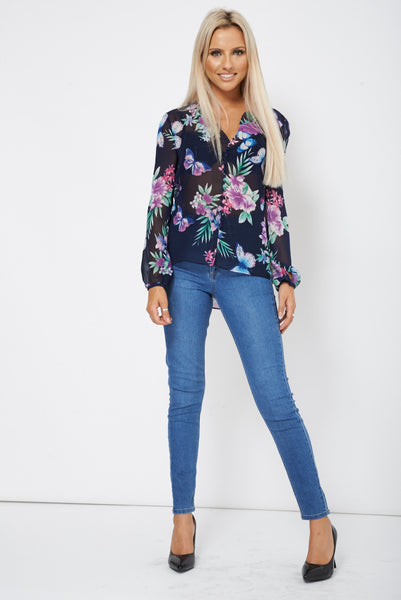 Floral Print Button Up Top