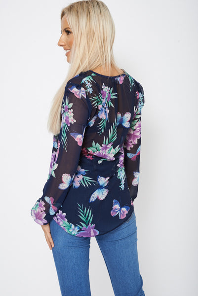 Floral Print Button Up Top