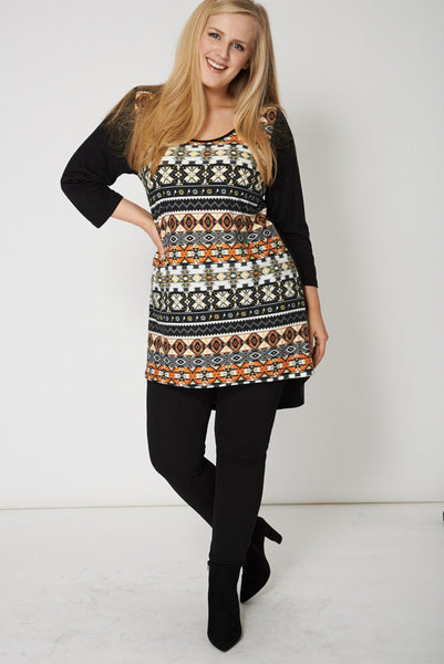 Abstract Print Deep Hem Top