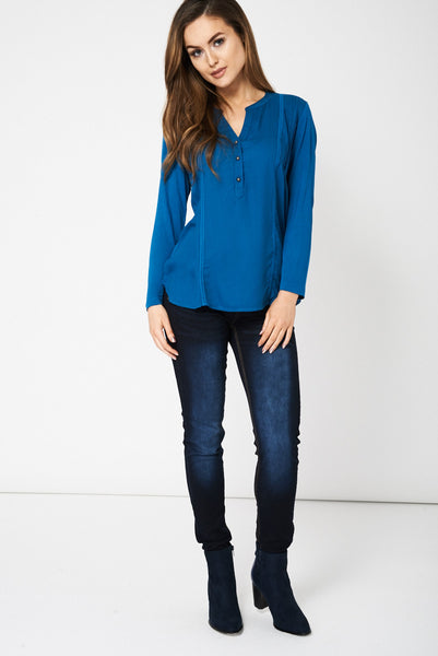 Teal Front Seam Detail Shirt Ex-Branded Available In Plus Sizes