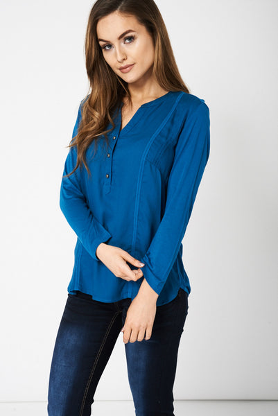 Teal Front Seam Detail Shirt Ex-Branded Available In Plus Sizes