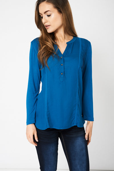 Teal Front Seam Detail Shirt Ex-Branded Available In Plus Sizes