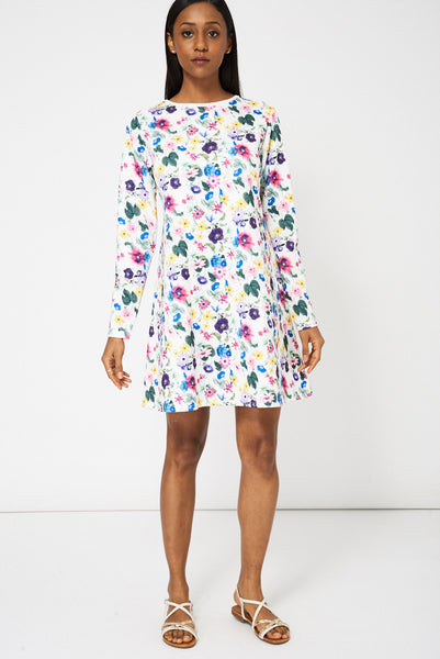 Multicoloured Floral Print A-Line Dress