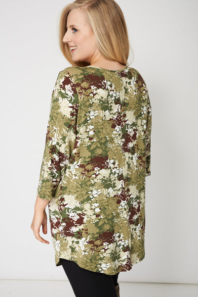 Camouflage Style Flower Print Top