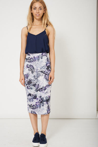 Trendy Floral Print Ladies Pencil Skirt