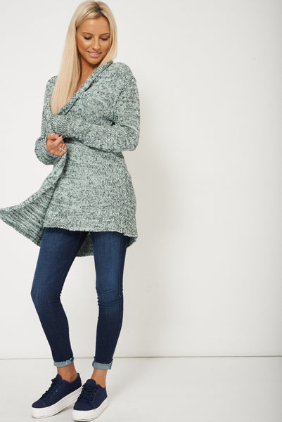 Long Sleeve Marl Effect Open Cardigan