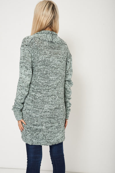 Long Sleeve Marl Effect Open Cardigan