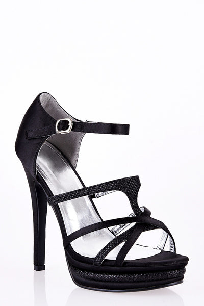 Sparkly Platform Stiletto Satin Sandals