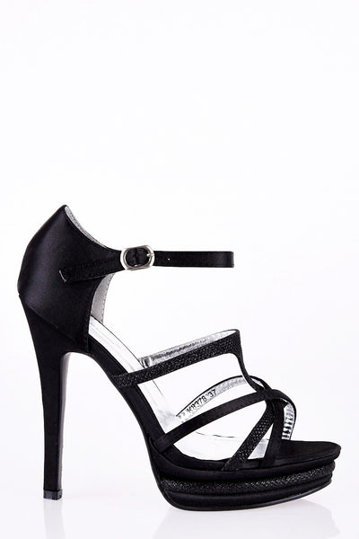 Sparkly Platform Stiletto Satin Sandals