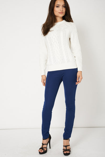 Latest Unblended Cable Knit Jumper In White