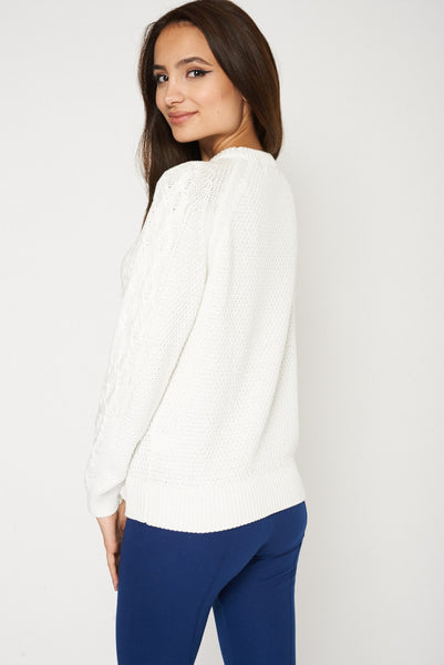 Latest Unblended Cable Knit Jumper In White