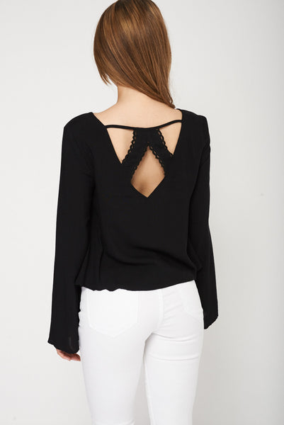 Black Long Sleeve Crop Top