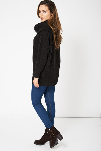 Charcoal Cowl Neck Jumper Ex-Branded