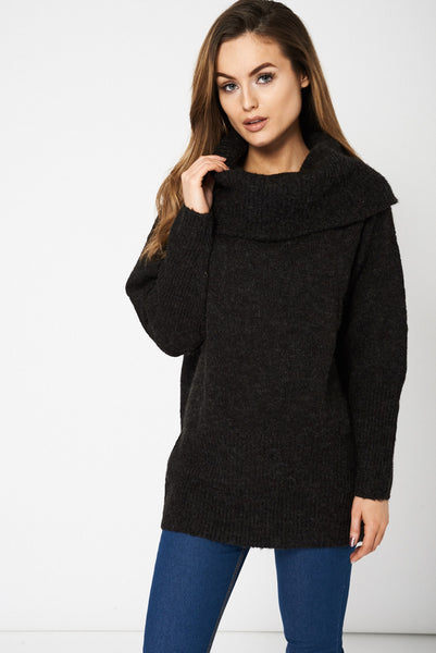 Charcoal Cowl Neck Jumper Ex-Branded