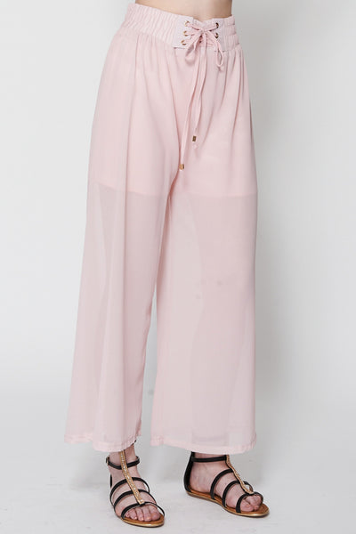 Pink Sheer Wide Leg Trouser