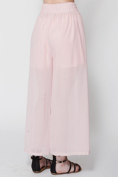 Pink Sheer Wide Leg Trouser