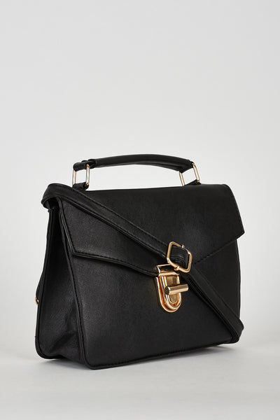 Small Black Grab Handle Textured Bag