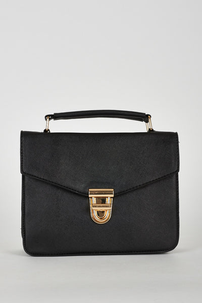 Small Black Grab Handle Textured Bag