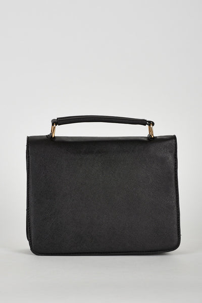 Small Black Grab Handle Textured Bag