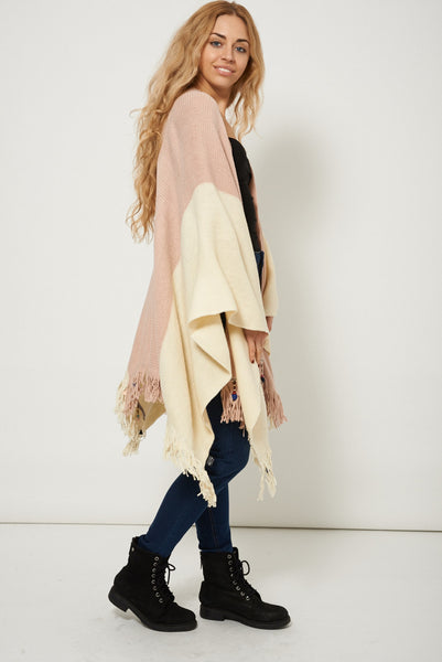 Casual Loose Poncho With Decorative Hem Details