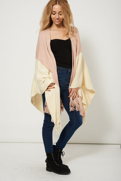 Casual Loose Poncho With Decorative Hem Details