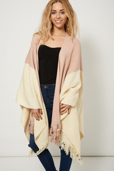 Casual Loose Poncho With Decorative Hem Details