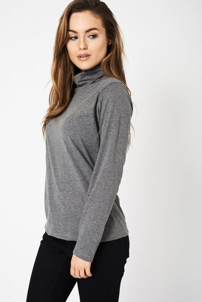 Grey Roll Neck Top Ex-Branded