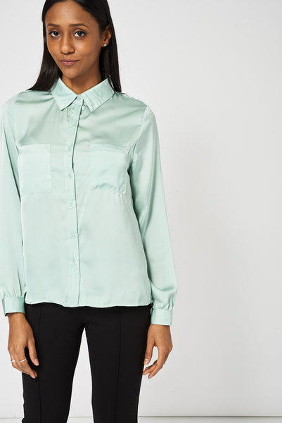 Green Lightweight Shirt With Front Pockets