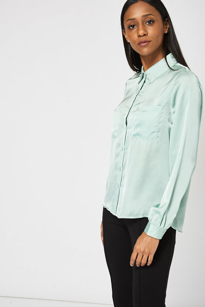 Green Lightweight Shirt With Front Pockets