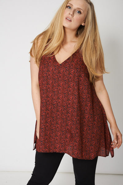 Floral Print Sleeveless Tunic Top Ex-Branded