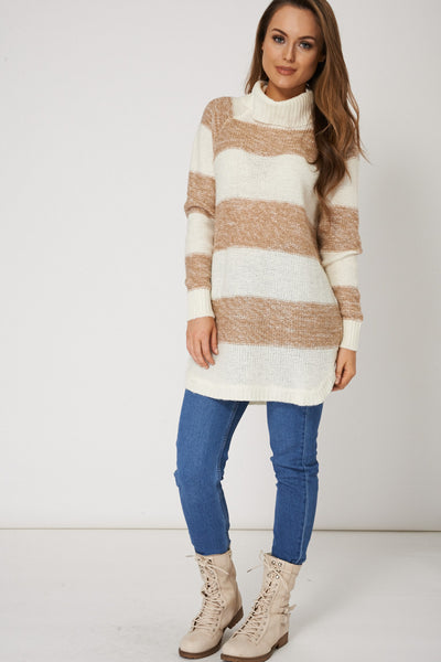 Curved Hem Roll Neck Jumper