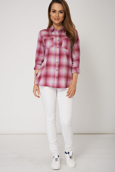 Tartan Dipped Hem Casual Shirt