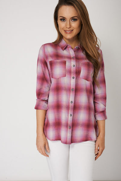 Tartan Dipped Hem Casual Shirt